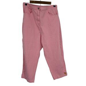 Quacker Factory Pink Capri Pants With Seed Bead Ice Cream Cone Womens Size L